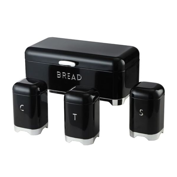 Minhaj Homeware Bread Bin and Canister 4-piece Set