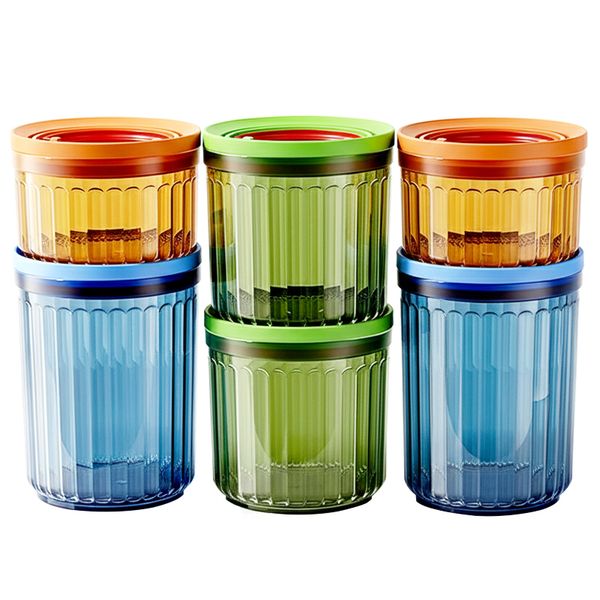 6 Piece One Hand Open Coffee Canister Set Airtight Food Storage Containers