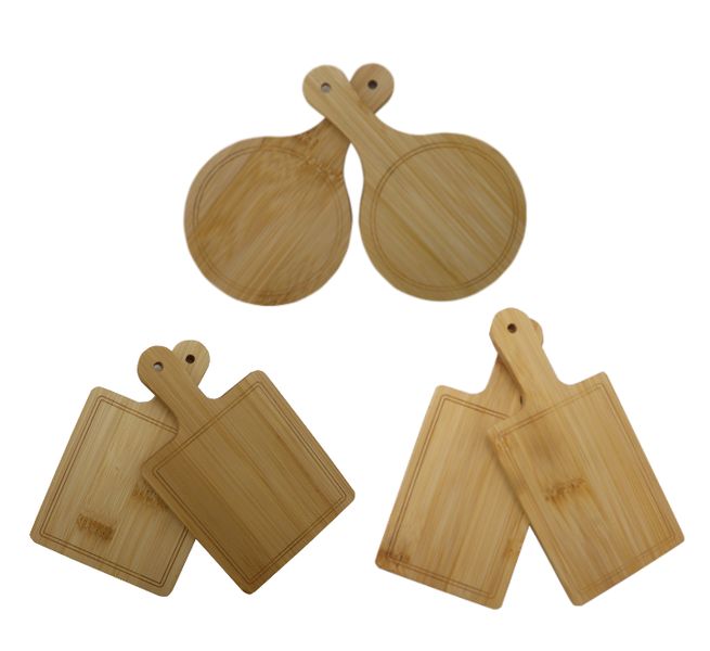 Natural Mini Bamboo Serving Trays 6 piece