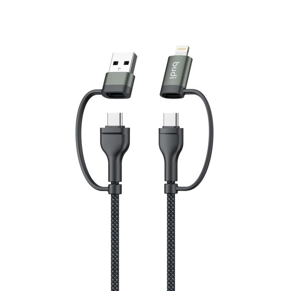 Budi 1.2m 4-in-1 USB Cable - PD 65W / 27W Fast Charging Braided Aluminum