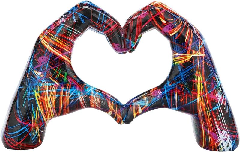 Multicolor Resin Tabletop Heart Sculpture
