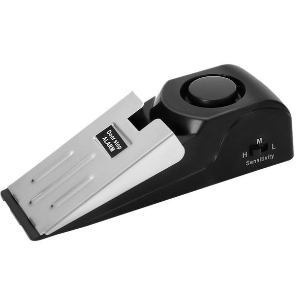 Portable Door Stop Alarm with Adjustable Sensitivity, Black