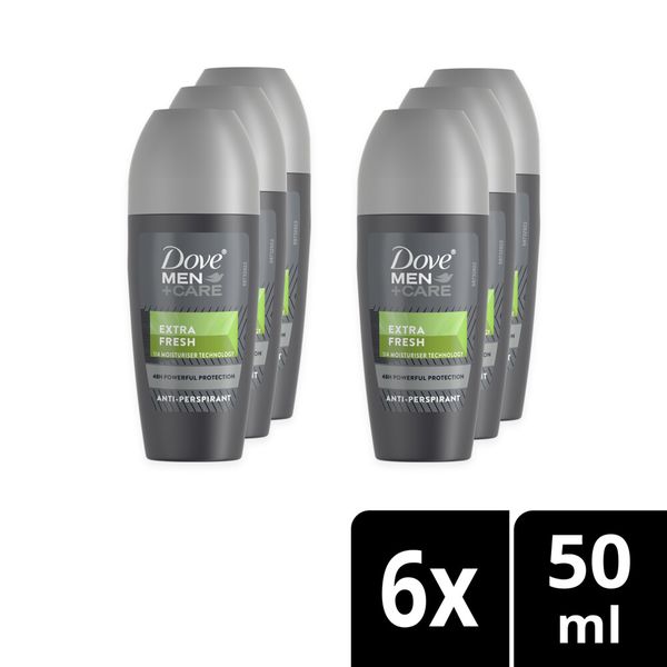 Dove Men+Care Extra Fresh Antiperspirant Roll-On Deodorant 6x50ml