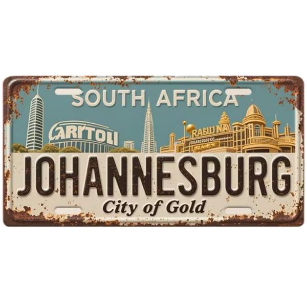 Decor Metal Sign Johannesburg South Africa Landmark Wall Art - 30x15cm