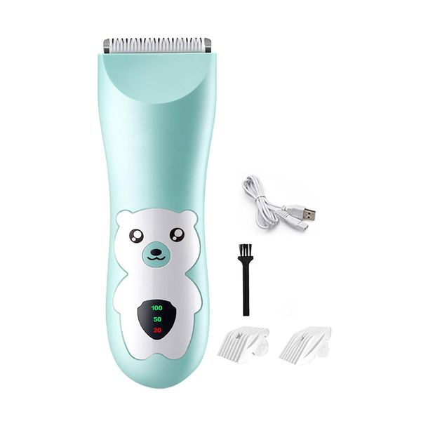Ultra-quiet baby hair clipper, wireless charging (green), with 2 combs