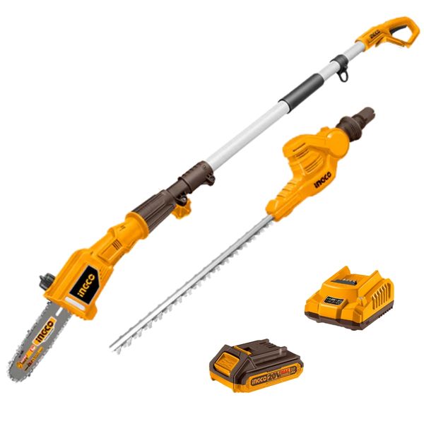 Ingco - 20V Li-Ion Pole Saw with Pole Hedge Trimmer - 460mm