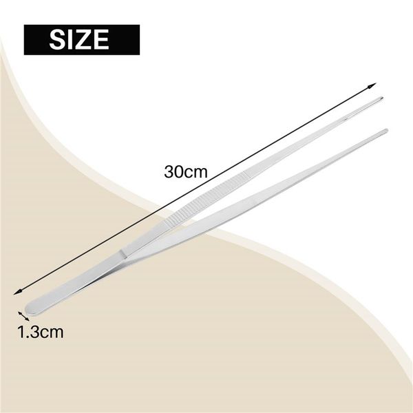 2PCS Kitchen Tweezers Grill Tongs Stainless Steel Long Chef Food Clip BBQ M
