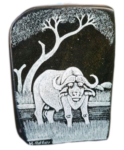 Verdite Water Buffalo Hand Carved Green Stone