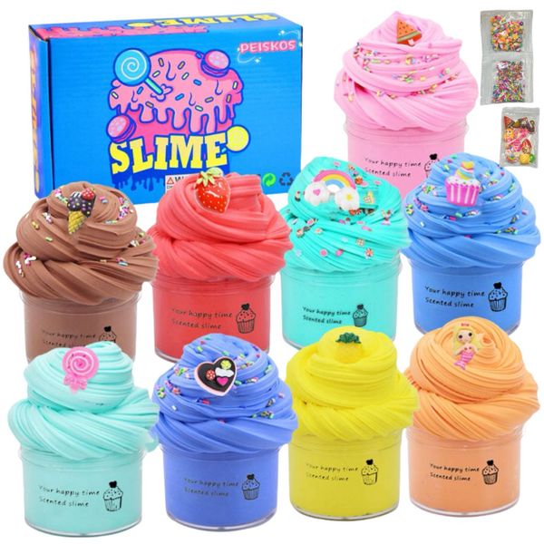 PEISKOS 12 Pieces DIY Scented Mini Butter Slime Toys Kit for Kids Age 6+