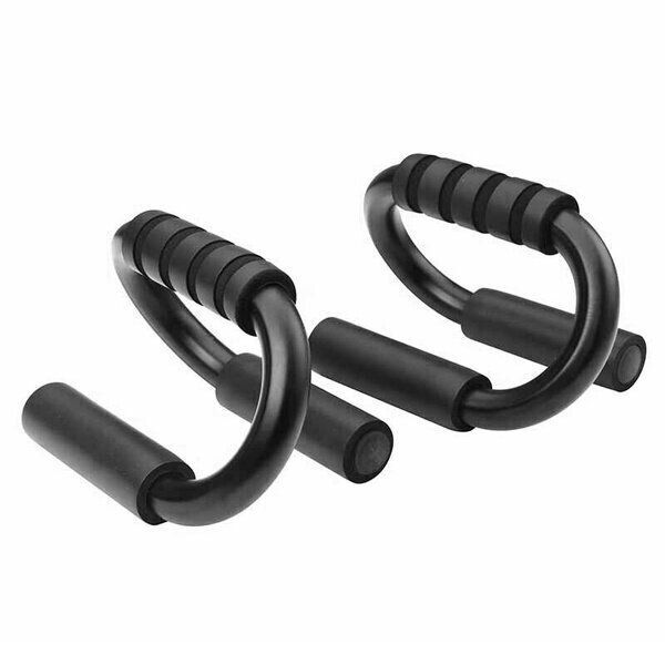 S Shape Steel Push Up Bars - Black