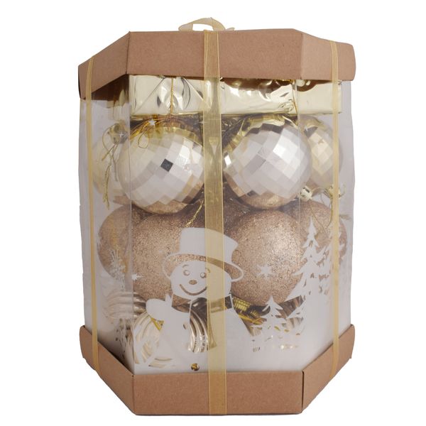 Gold Christmas Baubles &amp; Gift Box Set