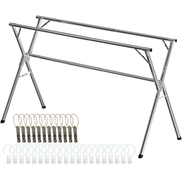 3 Rods Stainless Steel Telescopic Folding Clothes Dring Rack- 60kg