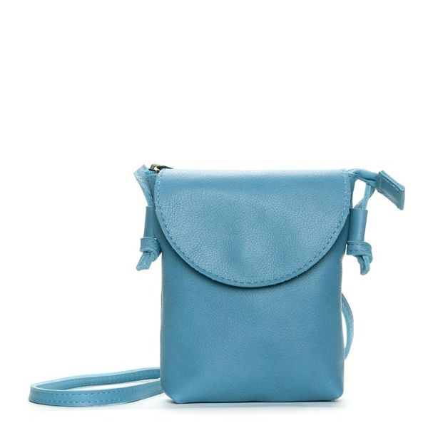 DAREhue - Small Leather Sling Bag - Simple Elegance - Sky Blue