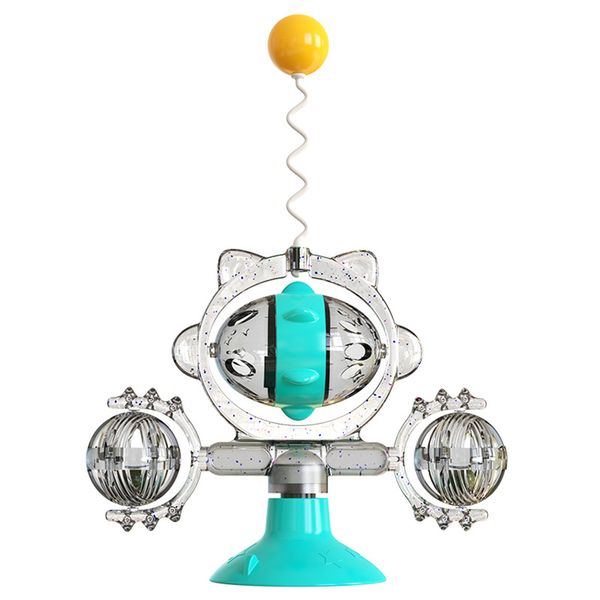 Cat Slow Treat Dispensing Rotatable Feeder Toy with Suction Cup