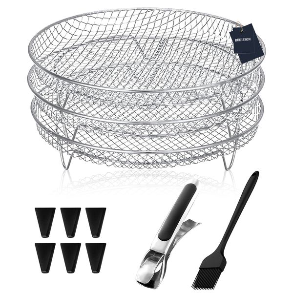 3 Layer 8" Air Fryer Rack, Stackable Stainless Steel Dehydrator Rack