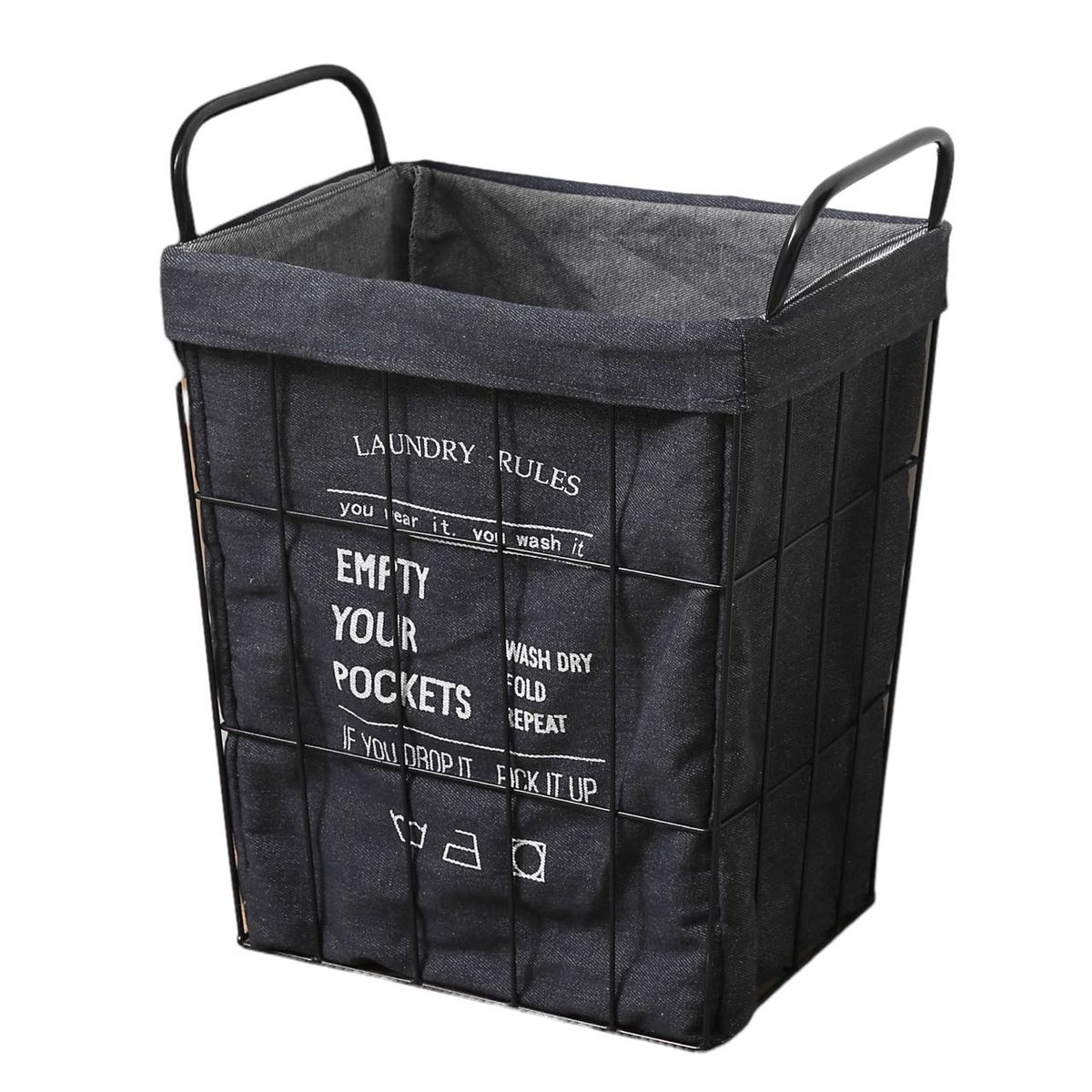 Rustic Metal Frame Square Laundry Basket Large Cloths Hamper Shop