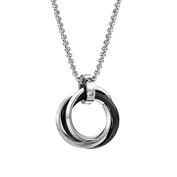 Three-Ring Titanium Steel Pendant Necklace Set for Couples