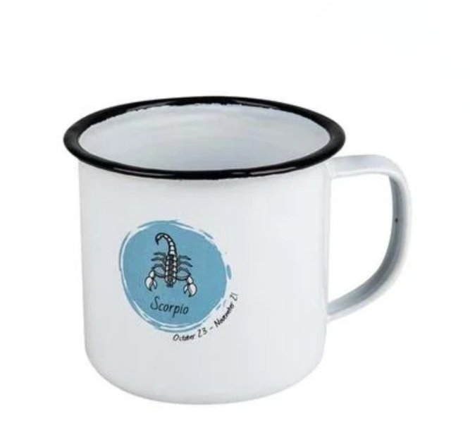 Compact 8cm Enamel Mug - Scorpio Horoscope Edition