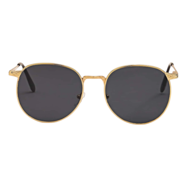 Vintage Round Metal Frame Sunglasses - Gold