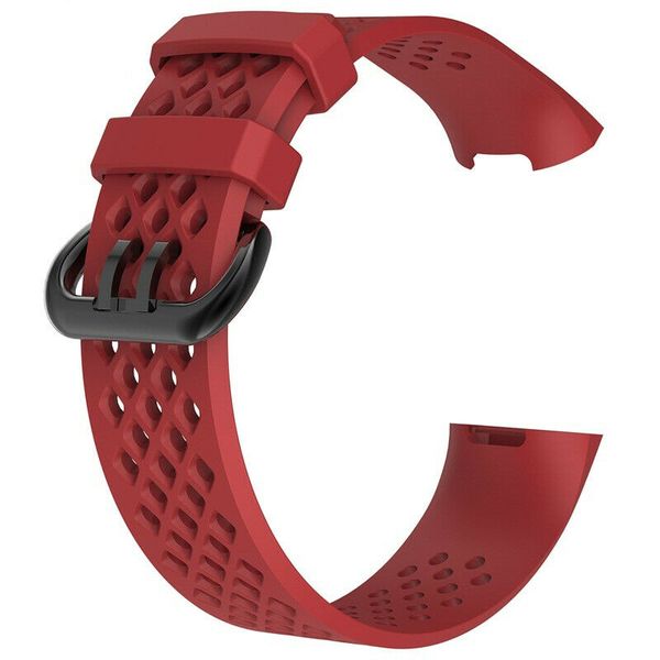Mesh Silicone Strap Compatible with Fitbit Charge 3 / 3SE /4 -Red