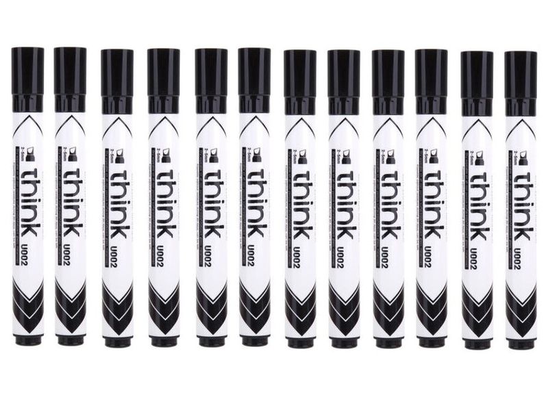DELI Think Set of 12 Whiteboard Marker Black - U00220