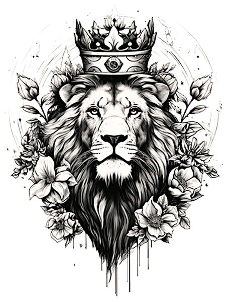 King Of The Jungle Semi-Permanent Tattoo - Black