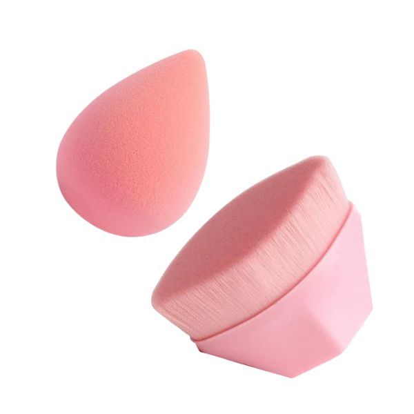 Pink Foundation Makeup Brush and Beauty Blender Set