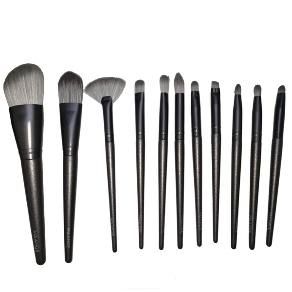 12 Piece Professional Vegan Makeup Brush Set - Silver