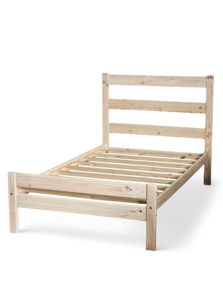 Solid Pine Bed Base with Headboard Three Quarter