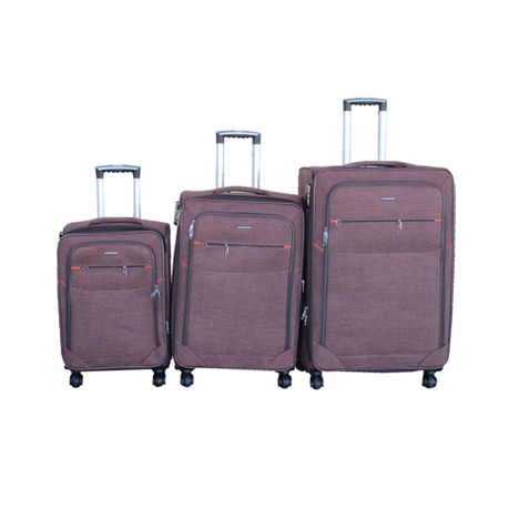 Blue Star Brown Fabric 3-Piece Trolley Luggage Set with Spinner Wheels Image