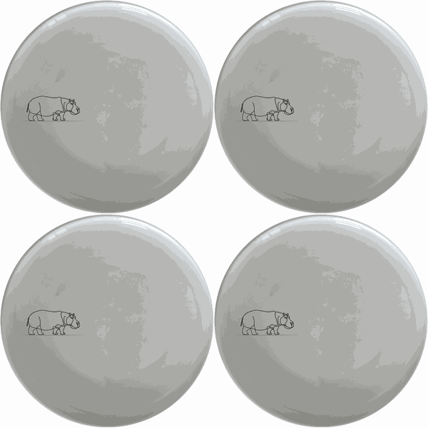 Curvey Silhouette Hippo Dinner Plate Set of 4 - Range 4