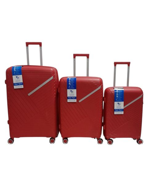 3 Piece Polypyrene Premium Hardshell Spinner Luggage Set - Red