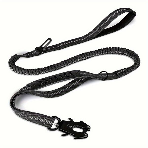 Large dog handlebars with elastic bands and reflective traction ropes
