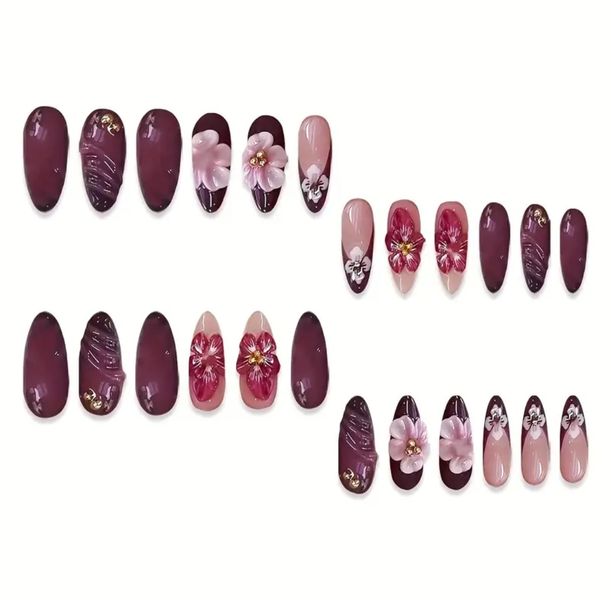 24pics Purple Almond Fashion Press on Nails