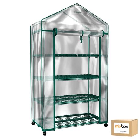 Mix Box 4 Tier Greenhouse - with Locking Wheels and PVC Cover Image