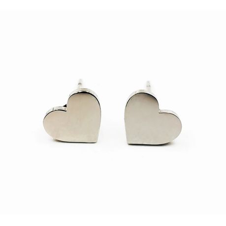 Solid Stainless Steel Stud Earrings - Heart Image