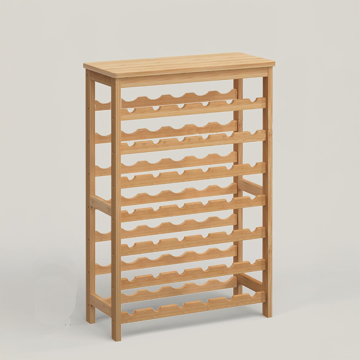42-Bottle Bamboo Wine Rack, 7-Tier Natural Wood Storage