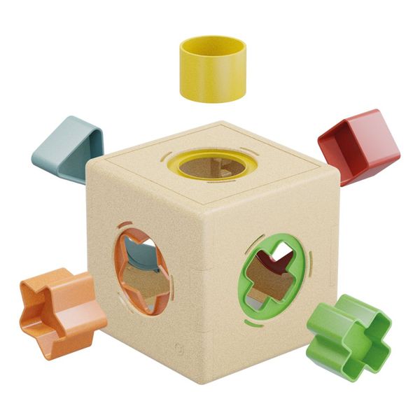 Quercetti - Shape Sorting Activity Cube - Eco-friendly Educational Toy