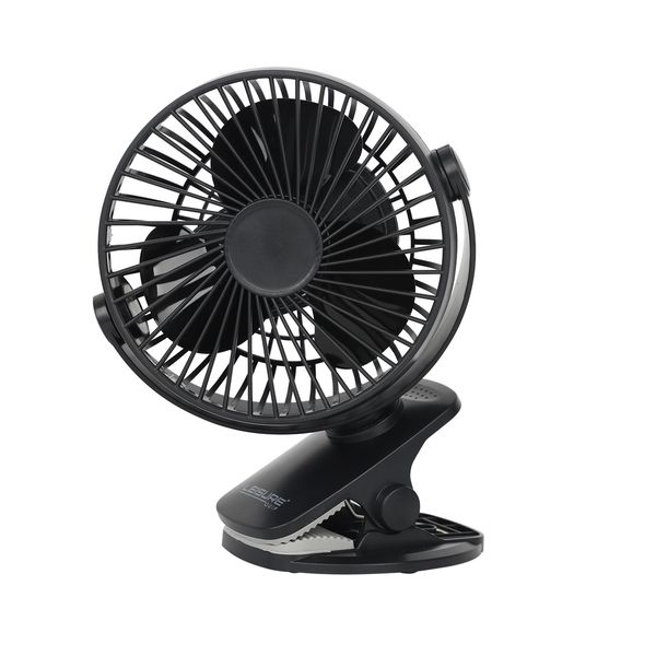Leisure Quip USB Rechargeable Clip On Fan - 3 Speed - Black