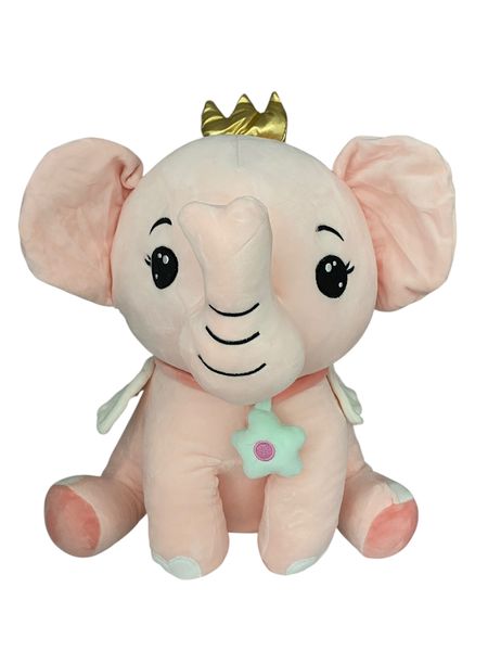 Royal Elephant Plush Toy - Soft &amp; Cuddly Stuffed Animal with Crown 40cm