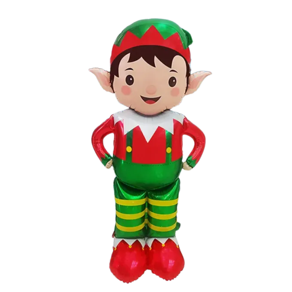 Extra Large Standing Christmas Elf Aluminium Foil Balloon - Red &amp; Green