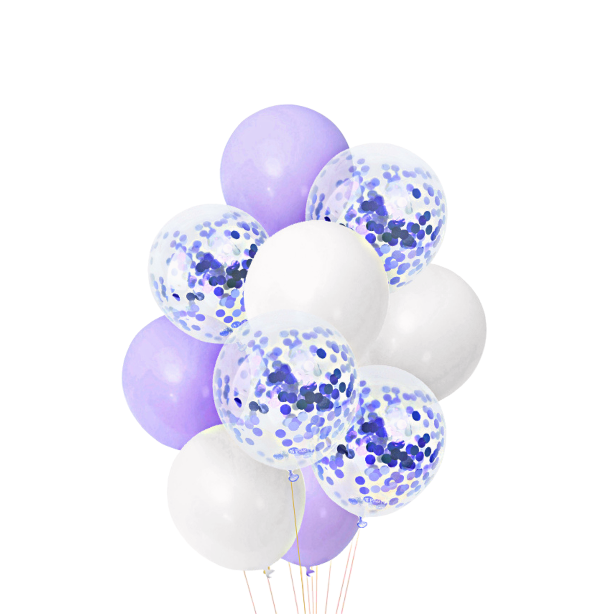 Latex Balloon Set with Confetti 10 Piece Suitable for Helium/Air