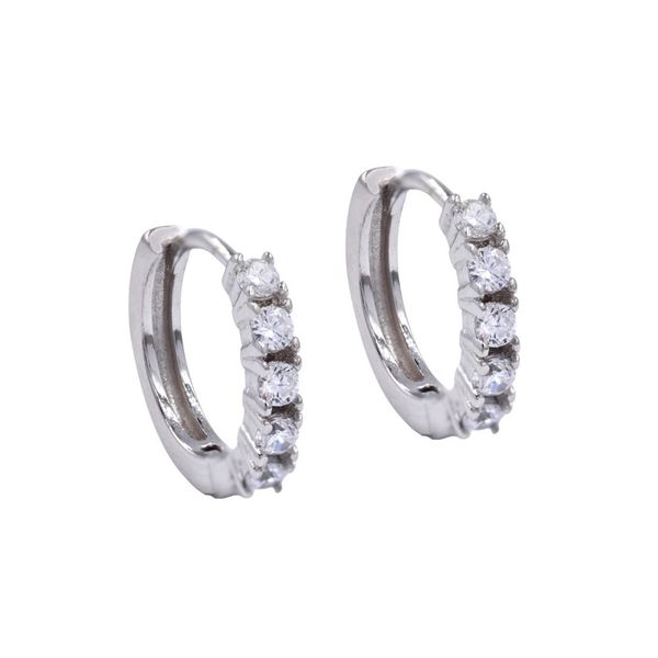 Silverbird 925 Sterling Silver Cubic Zirconia Embellished Huggie Earrings