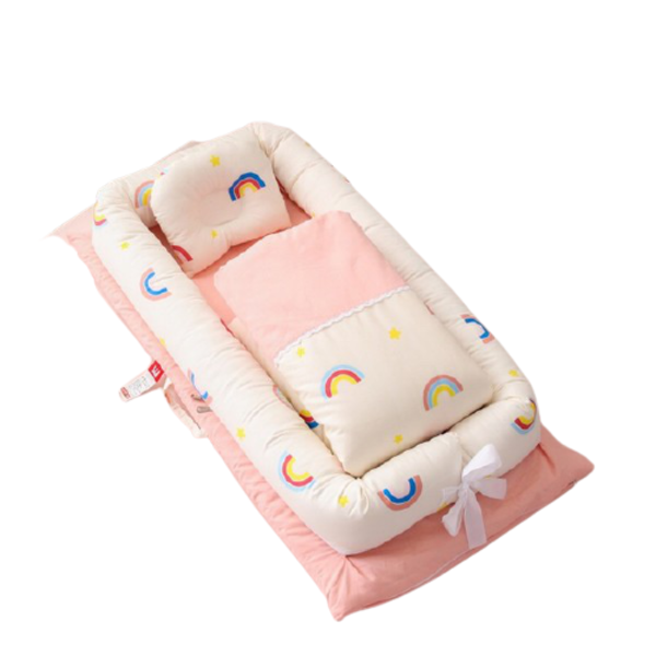Rainbow Baby Crib Bassinet Bed - Pink/White