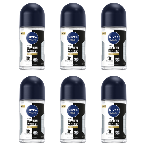 NIVEA Deo Roll on Black and White Epic Night Men 6 x 50ml