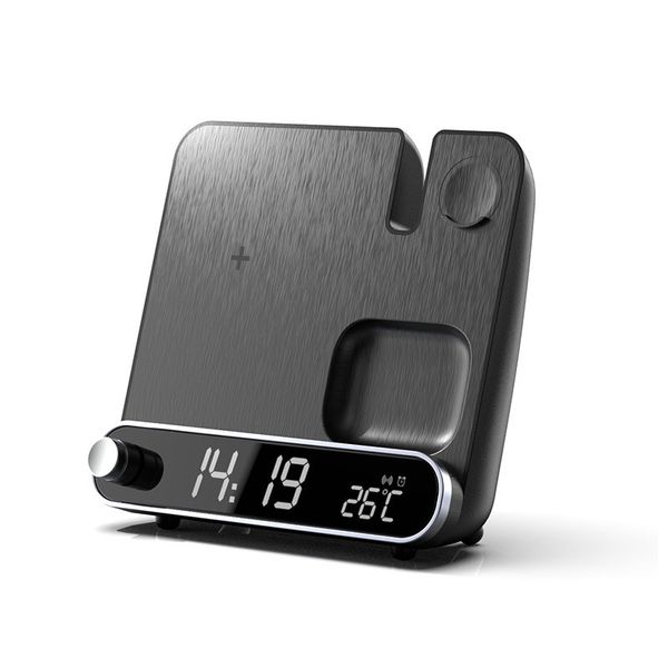 New 15W Watch Earphone 3-in-1 Charger Alarm Clock Thermometer Wireless