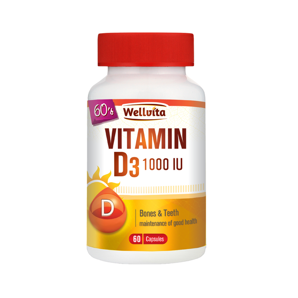 Wellvita Vitamin D3 1000 IU 60 capsules
