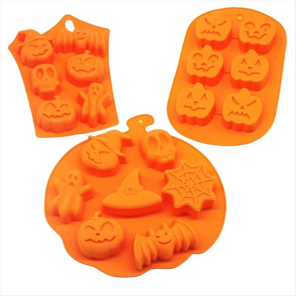 3 PCS Silicone Halloween Ghost Pumpkin Baking Mold Set for Party Gift Handm