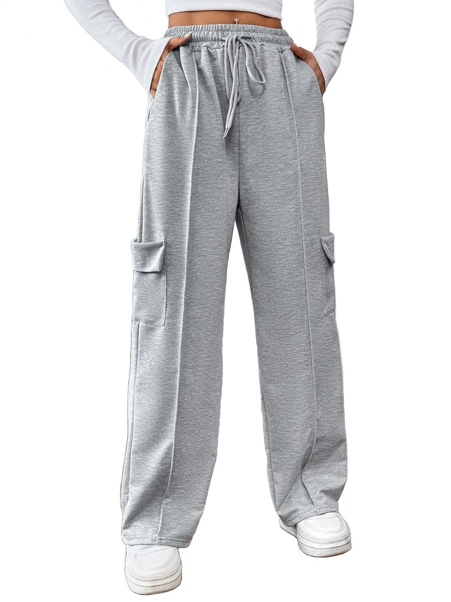 Women Wide Leg Sweatpants Baggy Elastic Seams Loose Active Pants