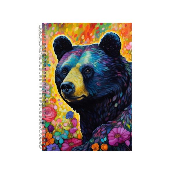 Hydrangeas Black Bear Flowers Neon Notebook Gift Idea A4 Notepad Pad 73